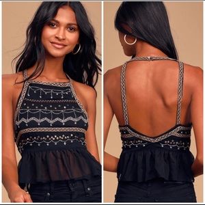 NWT Free People Camille top Embellished Black XS